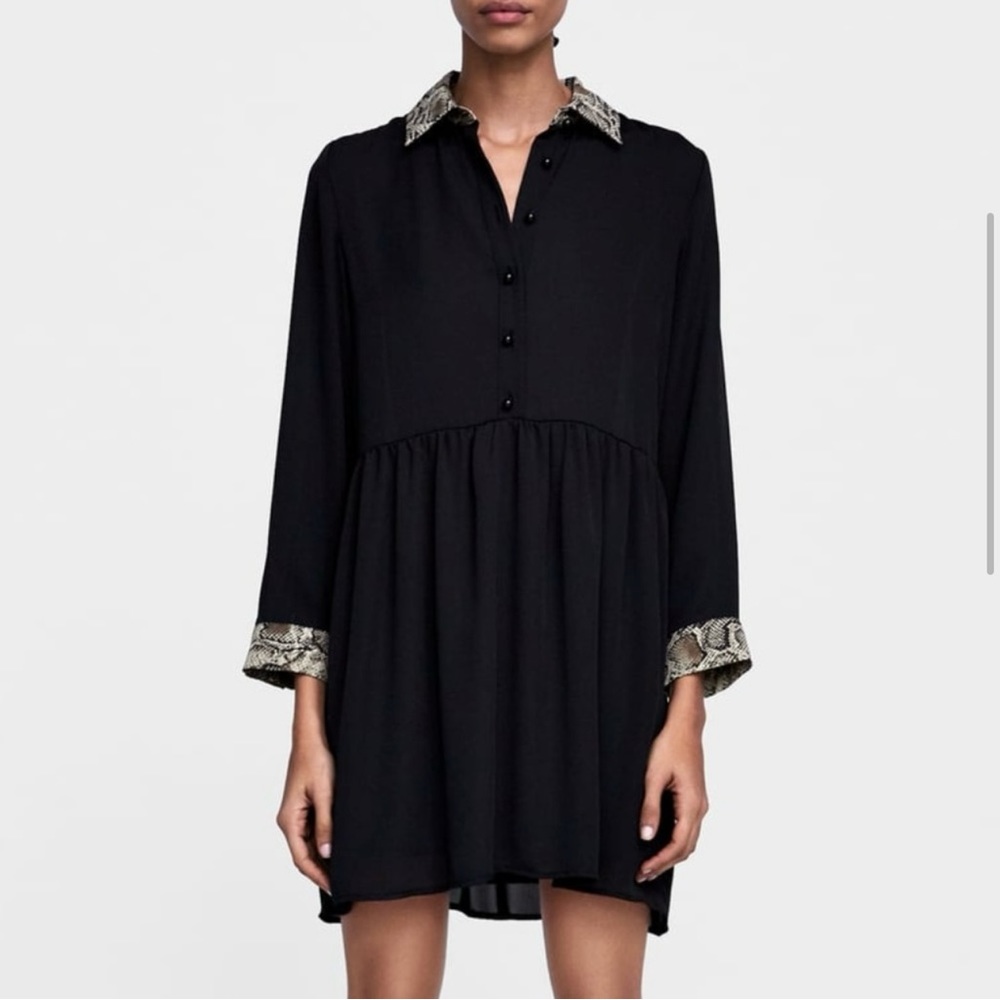 Zara Python Trim  Snake Print Dress, size Large
